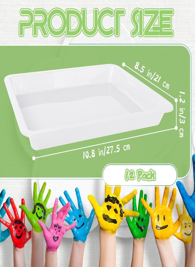 Bvrbaory 12 Pack Plastic Art Trays,Activity Crafts Tray,Stackable Serving Tray for Kids DIY Projects,Painting,School,Home,Beads(White) - Image 2